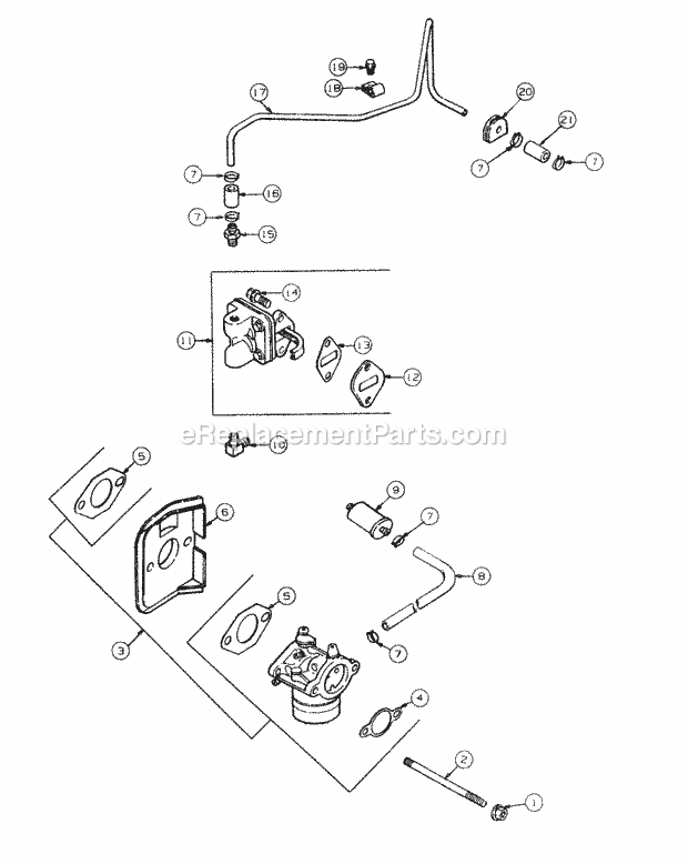 Fuel System Diagram and Parts List for 4815F 556C465M100 Cub Cadet Lawn Mower